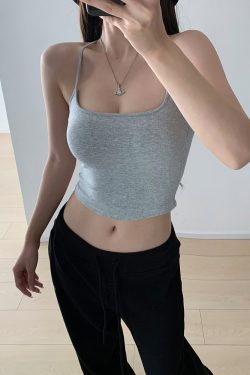 Sexy Slim Fit Thin Strap Tank Top for Women - Basic Versatile Outerwear with Chest Pad - Y2K Style