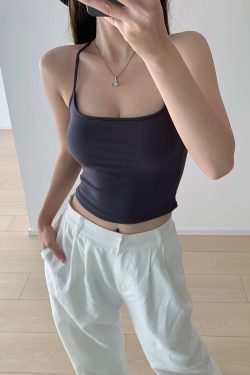 Sexy Slim Fit Thin Strap Tank Top for Women - Basic Versatile Outerwear with Chest Pad - Y2K Style