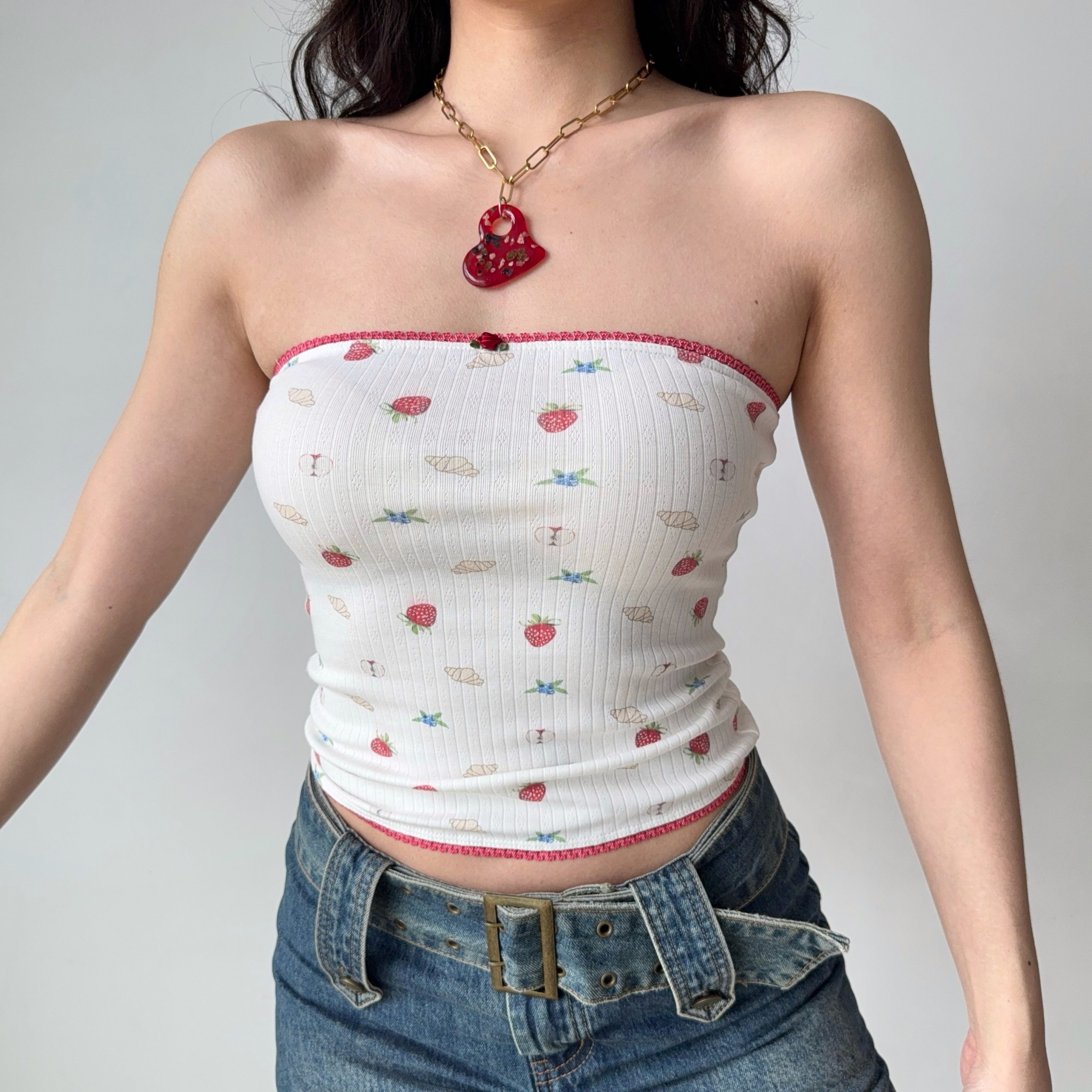 Sexy Strapless Printed Top for Women - Self-Made European American Style Summer Slim Fit Hot Girl Fashion Sexy Strapless Printed Top for Women - Self-Made European American Style Summer Slim Fit Hot Girl Fashion