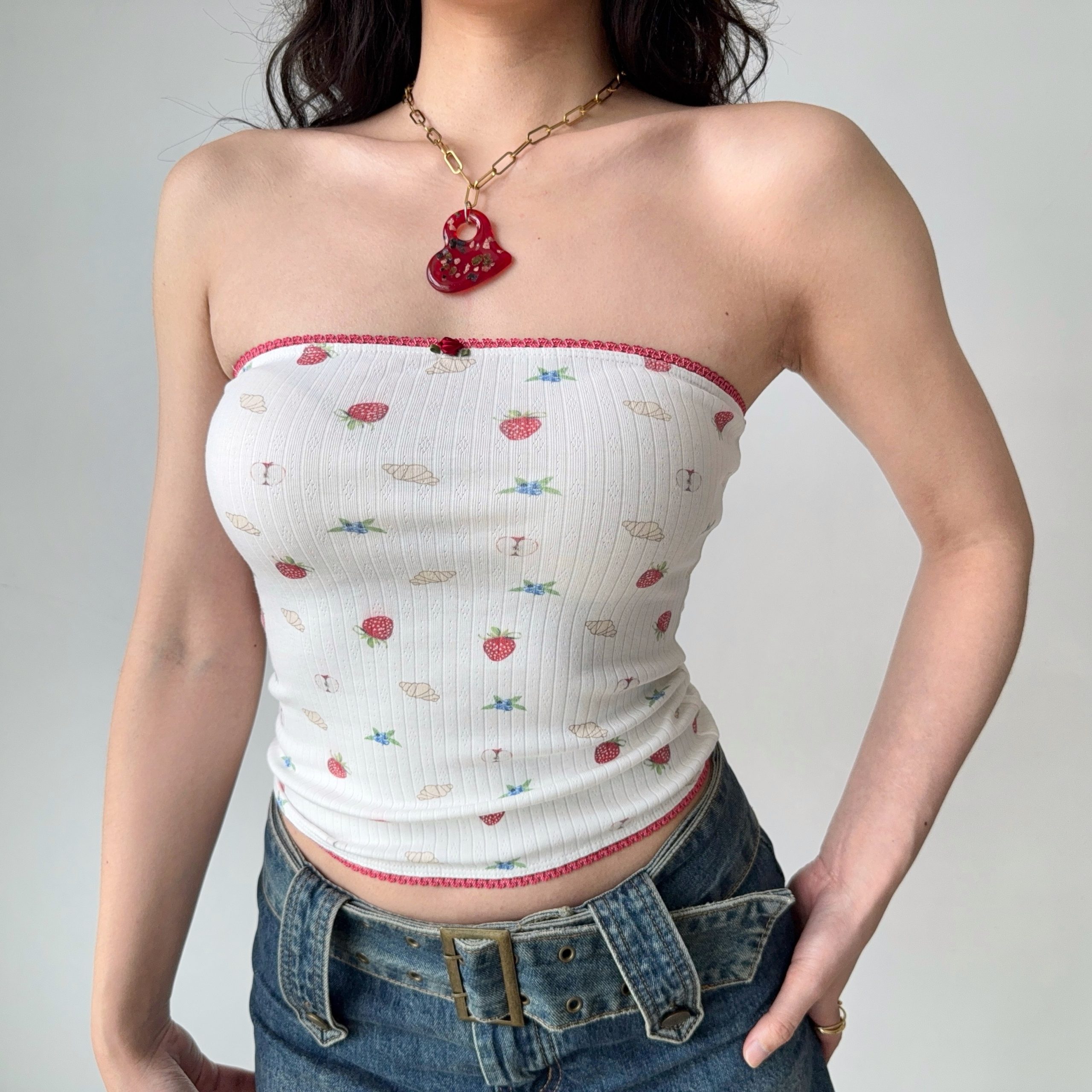 Sexy Strapless Printed Top for Women - Self-Made European American Style Summer Slim Fit Hot Girl Fashion Sexy Strapless Printed Top for Women - Self-Made European American Style Summer Slim Fit Hot Girl Fashion