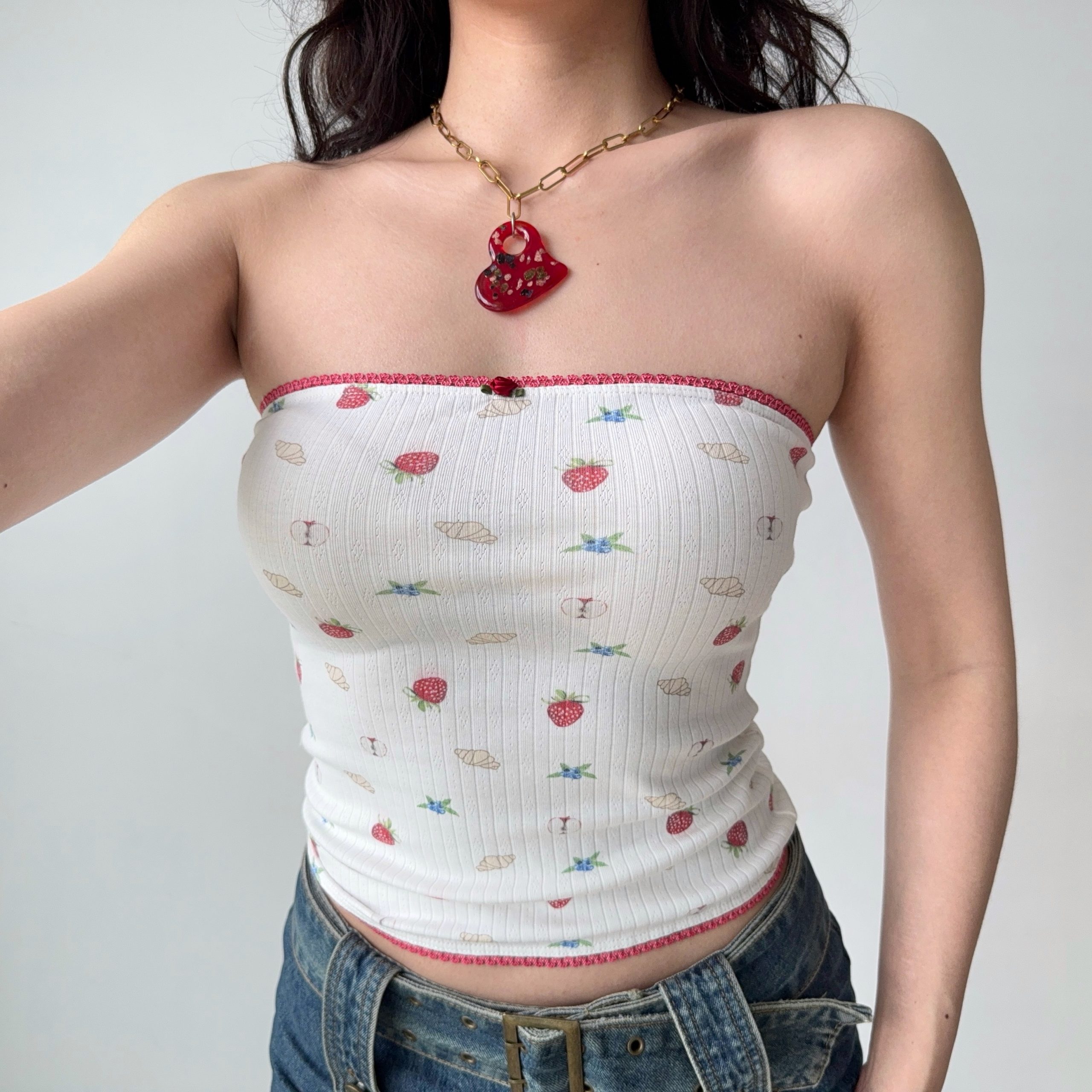 Sexy Strapless Printed Top for Women - Self-Made European American Style Summer Slim Fit Hot Girl Fashion Sexy Strapless Printed Top for Women - Self-Made European American Style Summer Slim Fit Hot Girl Fashion