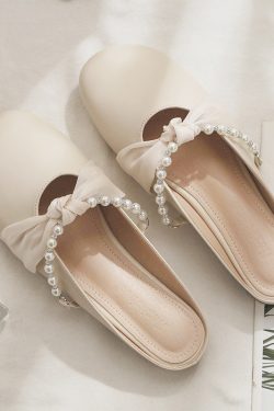 Sheepskin Closed-Toe Half Slippers for Women - 2025 Spring/Summer Lazy Fairy Style Flat Outdoor Footwear