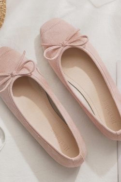 Sheepskin Evening Ballet Flats for Women, Shallow Mouth French Style Red Flats Perfect with Skirts, Elegant and Comfortable Footwear