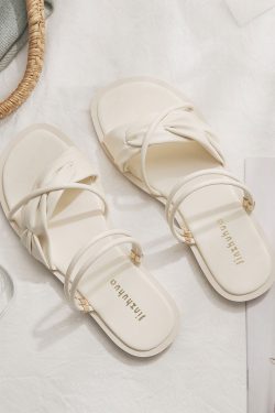 Sheepskin Evening Shoes for Women - Gentle Fairy Style Versatile Sandals for Skirts - Exquisite French Design Summer 2024