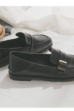 Sheepskin Flat Shoes for Women - 2025 Spring Autumn Evening Style - French Single Shoes for Skirts - Chic & Comfortable Fashion Footwear