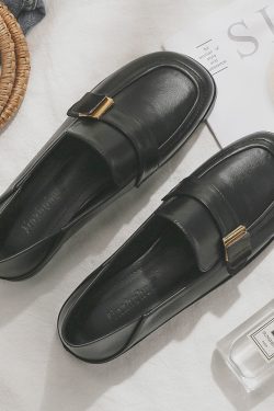 Sheepskin Flat Shoes for Women - 2025 Spring Autumn Evening Style - French Single Shoes for Skirts - Chic & Comfortable Fashion Footwear