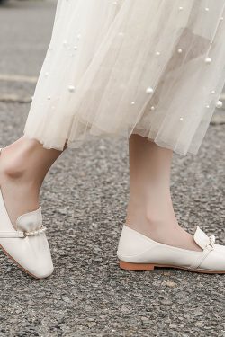 Sheepskin Gentle Evening Wind Style Skirt & Flat Fairy Shoes - Two-Way French Temperament for Spring & Autumn Fashion