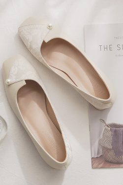 Sheepskin National Style Mary Jane Women's Shoes - Elegant Evening Flats for Skirts, French Fairy Qipao Inspired Design