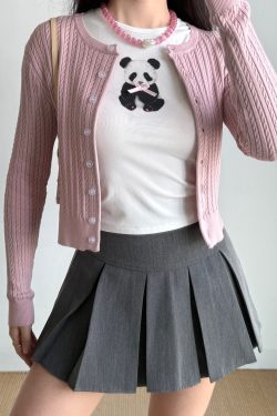 Short Knitted Cardigan Sweater for Women in American College Style - Soft Flattering Twist Design