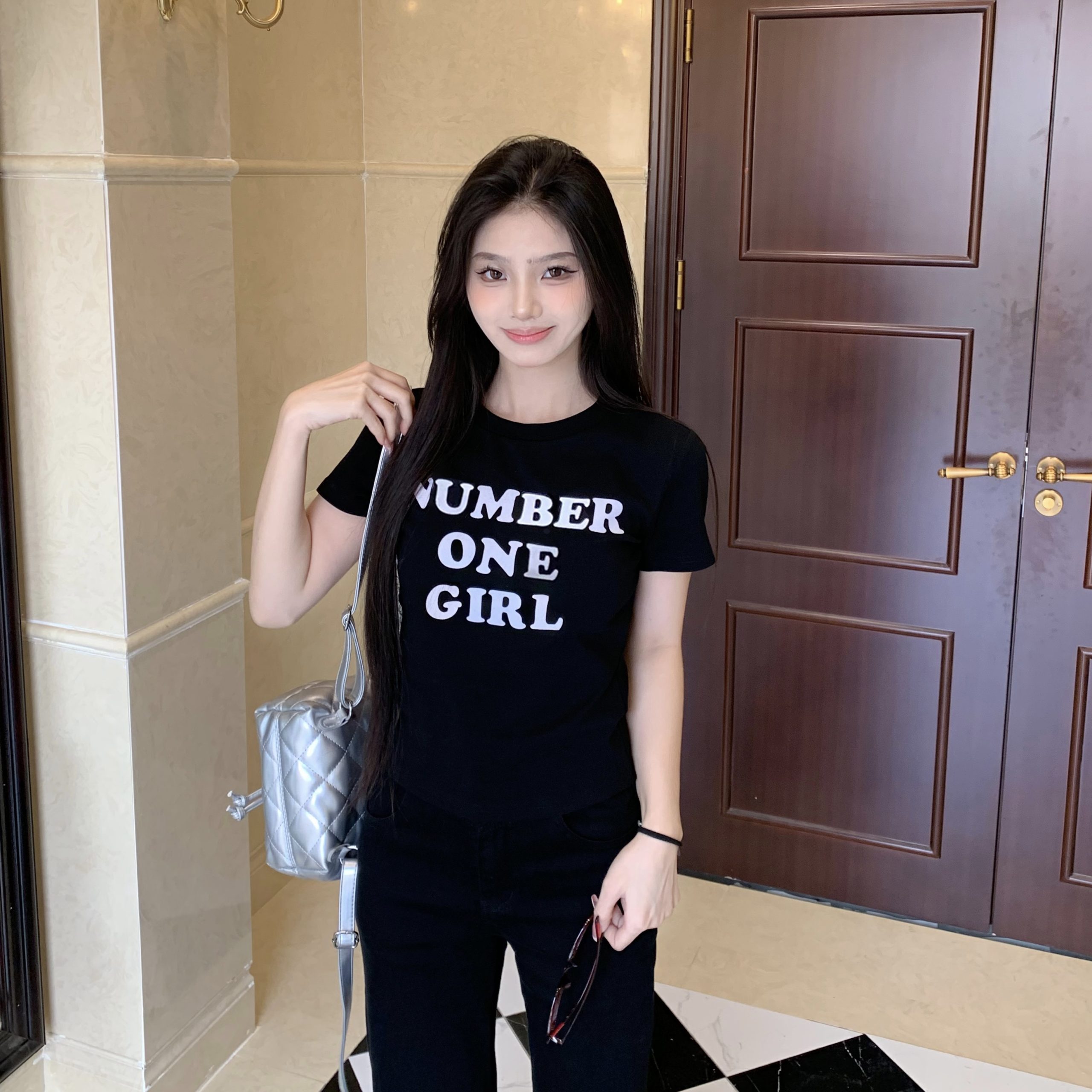 Sister Letter Print Short Sleeve T-Shirt for Women - 2025 Spring Slim Fit Casual Top in Trendy Y2K Style Sister Letter Print Short Sleeve T-Shirt for Women - 2025 Spring Slim Fit Casual Top in Trendy Y2K Style