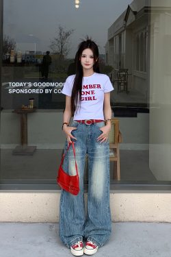 Sister Letter Print Short Sleeve T-Shirt for Women - 2025 Spring Slim Fit Casual Top in Trendy Y2K Style