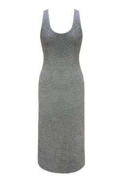 Sleeveless Casual French Vintage Mid-Length Dress in Itchy Towel Fabric - Chic Slim Fit for Effortless Style