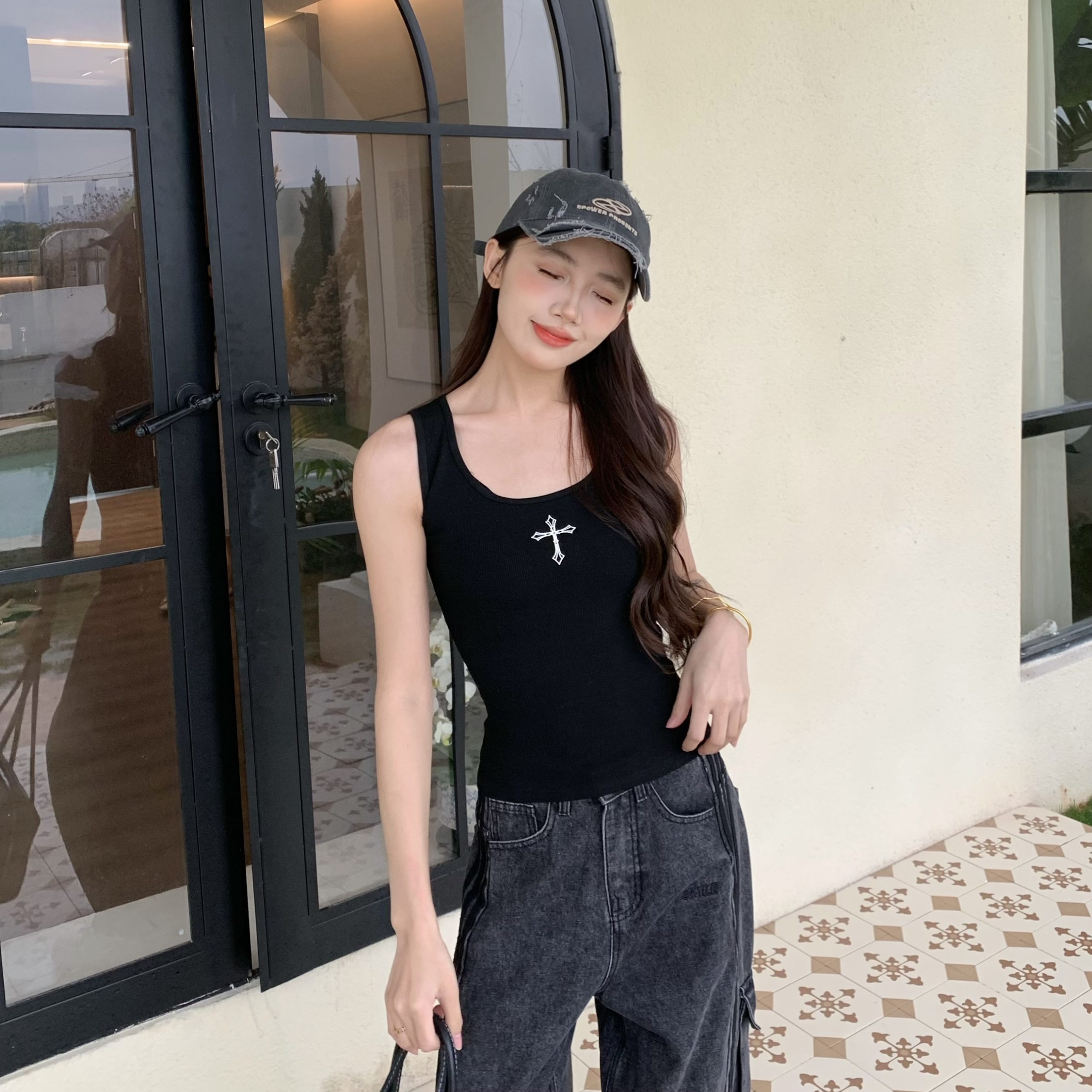 Slim Fit Cross Strap Tank Top for Women - American Style Sleeveless Sports Top - Summer Essential for Active Wear Slim Fit Cross Strap Tank Top for Women - American Style Sleeveless Sports Top - Summer Essential for Active Wear