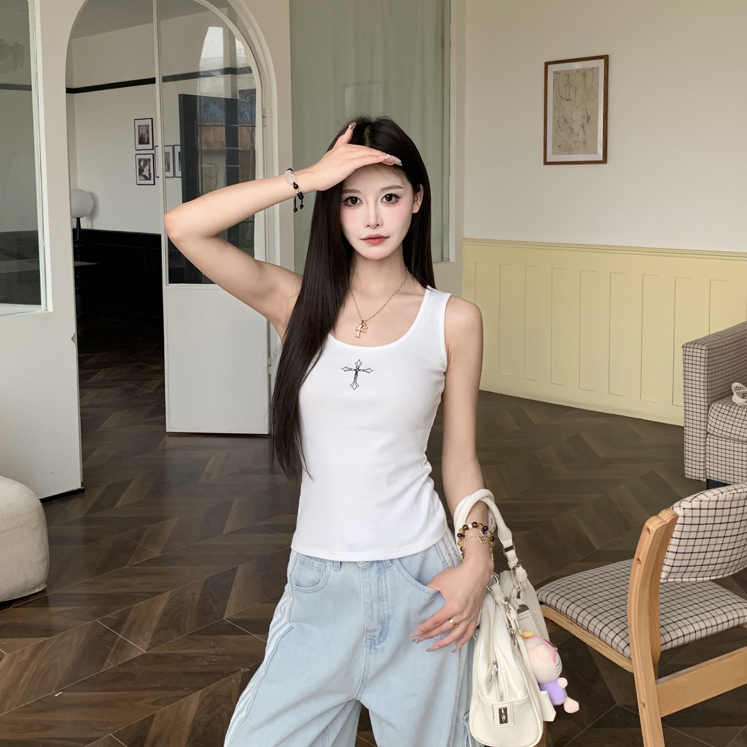 Slim Fit Cross Strap Tank Top for Women - American Style Sleeveless Sports Top - Summer Essential for Active Wear Slim Fit Cross Strap Tank Top for Women - American Style Sleeveless Sports Top - Summer Essential for Active Wear