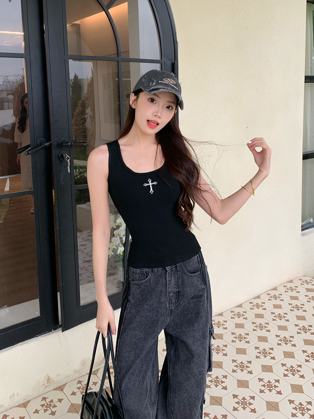 Slim Fit Cross Strap Tank Top for Women - American Style Sleeveless Sports Top - Summer Essential for Active Wear Slim Fit Cross Strap Tank Top for Women - American Style Sleeveless Sports Top - Summer Essential for Active Wear