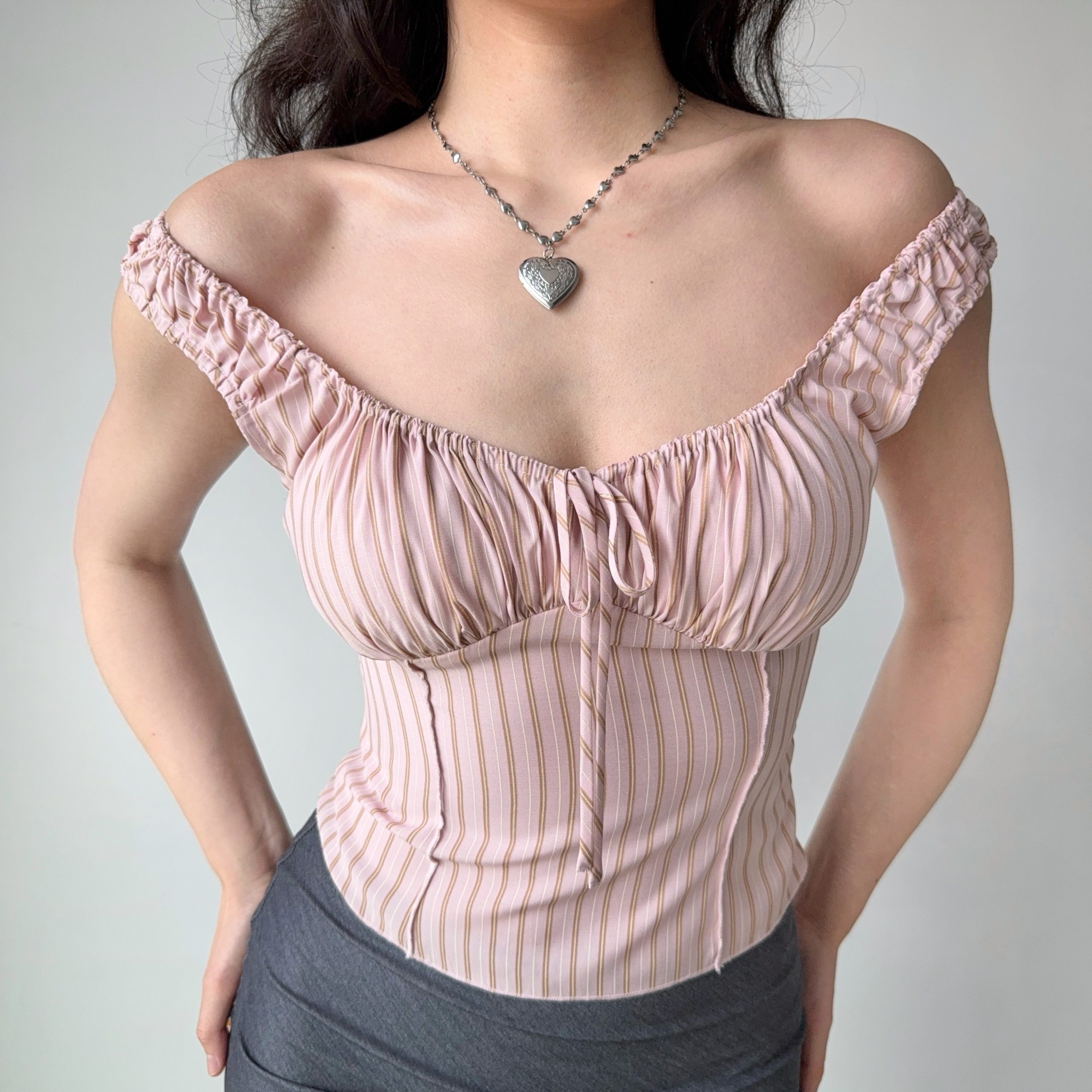 Slim Fit Drawstring Striped Vest for Women - European & American Style Sleeveless Top, Trendy Hot Girl Fashion Slim Fit Drawstring Striped Vest for Women - European & American Style Sleeveless Top, Trendy Hot Girl Fashion