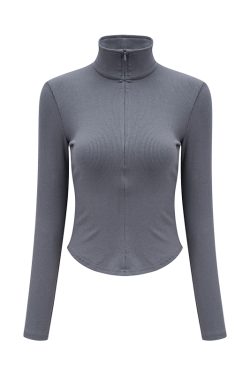 Slim Fit Long Sleeve Polo T-Shirt for Women - Half-Open Collar, Sexy Base Layer, European & American Style, Y2K Fashion Outerwear