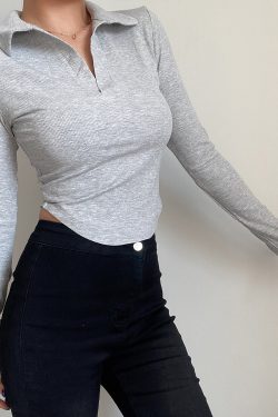 Slim Fit Long Sleeve V-Neck T-Shirt Top - Simple Solid Color Basic for Women - Sexy European & American Style Fashion Essential