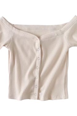 Slim Fit One-Shoulder Ribbed Crop Top T-Shirt for Women - European American Style, Short Sleeve, High Waist, Stretchy Fashion Top