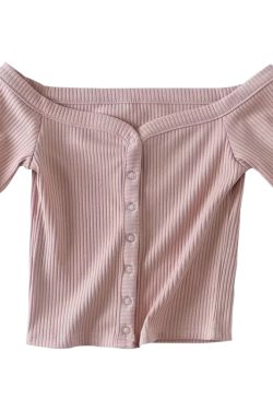 Slim Fit One-Shoulder Ribbed Crop Top T-Shirt for Women - European American Style, Short Sleeve, High Waist, Stretchy Fashion Top