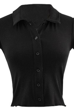 Slim-Fit Polo Collar Knitted Short-Sleeve T-Shirt for Women with Lace Cardigan - European American Minimalist Style