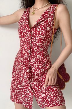 Slim Fit V-Neck Sleeveless Dress - Retro European & American Style, Women's Summer Short Skirt, Chic 90s Look