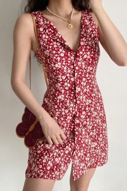 Slim Fit V-Neck Sleeveless Dress - Retro European & American Style, Women's Summer Short Skirt, Chic 90s Look