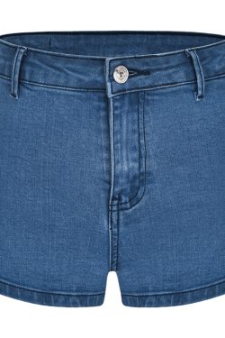 Slim High Waist High Split Denim Shorts for Women - European American Style, Leg-Lengthening, High Elastic Waist, Trendy Summer Fashion