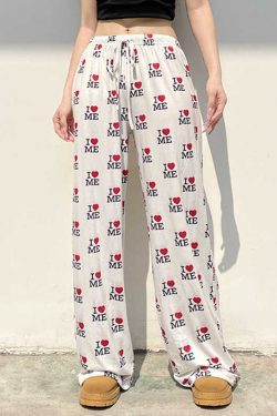 Slimming High Elastic Printed Wide-Leg Pants - Casual Versatile Floor-Length Trousers for Comfortable Lazy Style