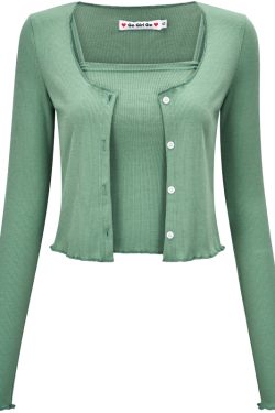 Slimming Knitted Camisole and Cardigan Two-Piece Set for Women - Fashionable Layering Essential, Perfect for Y2K and Casual Styles