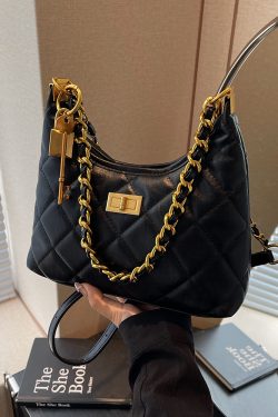 Small Diamond Quilted Chain Shoulder Bag - 2025 Autumn Minimalist Crossbody with Large Capacity, Versatile Square Design