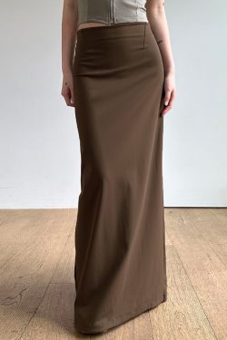 Solid Color High Waist Split Hem Long Skirt - Versatile Floor-Length Bodycon for Women's Summer Style