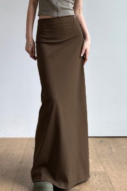 Solid Color High Waist Split Hem Long Skirt - Versatile Floor-Length Bodycon for Women's Summer Style