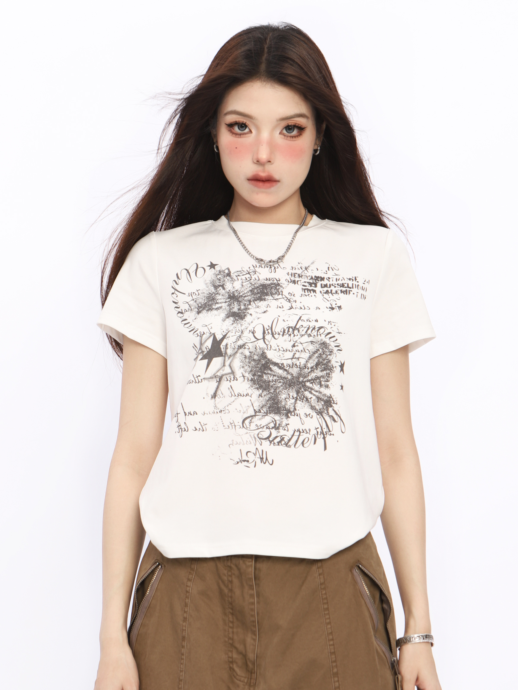 Spicy Girl Butterfly Design Cropped T-Shirt - American Style Short Sleeve Slim Fit Top for Women - Summer 2024 Fashion Spicy Girl Butterfly Design Cropped T-Shirt - American Style Short Sleeve Slim Fit Top for Women - Summer 2024 Fashion