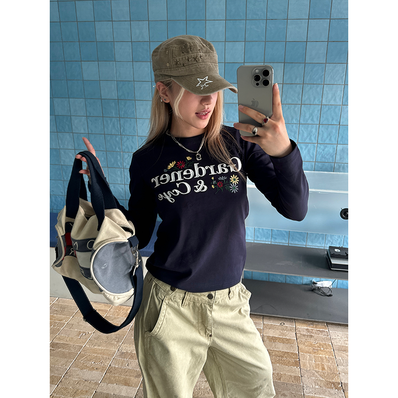 Spicy Girl Embroidered Short-Sleeve T-Shirt for Women - American Style Round Neck High Street Summer Trend Top Spicy Girl Embroidered Short-Sleeve T-Shirt for Women - American Style Round Neck High Street Summer Trend Top