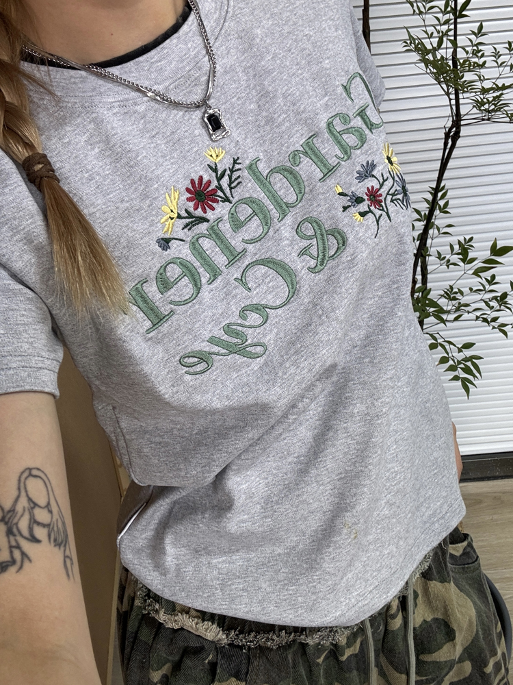 Spicy Girl Embroidered Short-Sleeve T-Shirt for Women - American Style Round Neck High Street Summer Trend Top Spicy Girl Embroidered Short-Sleeve T-Shirt for Women - American Style Round Neck High Street Summer Trend Top