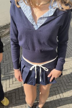 Spliced American Style Casual Set for Women - Low Waist Leggings & Top - Spring 2025 College Style Outfit