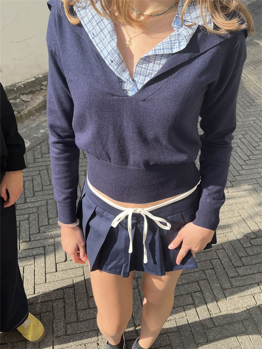 Spliced American Style Casual Set for Women - Low Waist Leggings & Top - Spring 2025 College Style Outfit Spliced American Style Casual Set for Women - Low Waist Leggings & Top - Spring 2025 College Style Outfit