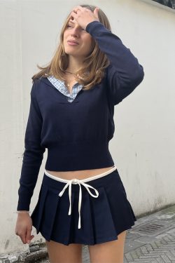 Spliced American Style Casual Set for Women - Low Waist Leggings & Top - Spring 2025 College Style Outfit