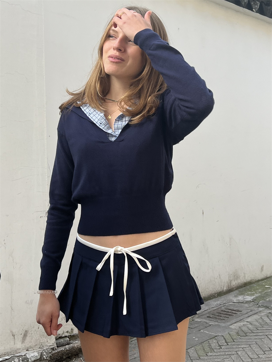 Spliced American Style Casual Set for Women - Low Waist Leggings & Top - Spring 2025 College Style Outfit Spliced American Style Casual Set for Women - Low Waist Leggings & Top - Spring 2025 College Style Outfit