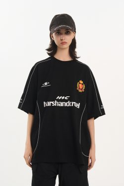 Spliced Typography Printed Football Club Training Short Sleeve T-Shirt - Casual Streetwear, Perfect for Sports and Everyday Wear