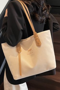 Spring 2025 Casual Large-Capacity Canvas Tote Bag for Women, Versatile Student Commuter Shoulder Bag
