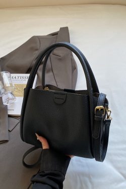 Spring 2025 High-End Versatile Tote Bucket Bag - Simple Casual Shoulder & Crossbody Bag for Work and Everyday Use