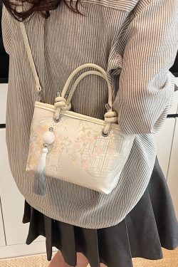 Spring 2025 National Style Handheld Water Bucket Bag - Embroidered Versatile Shoulder & Crossbody Bag
