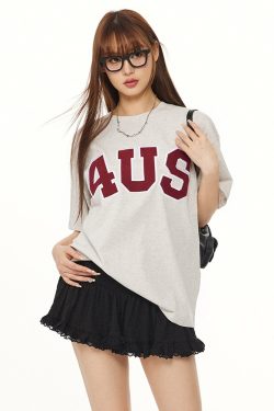 Spring Summer Patch Embroidered Suede Logo Loose Basic Couple T-Shirt - Trendy Short Sleeve Top for Casual Style