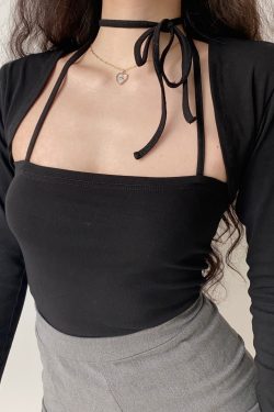 Strapless Halter Tie Crop Top and Short Cardigan Slim Fit Two-Piece Set - European American Retro Style for Women