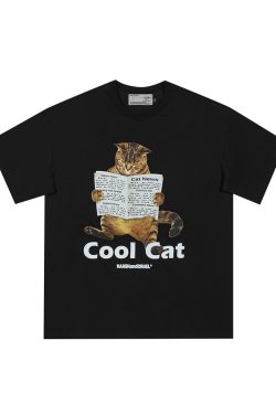 Stylish Cool 'Little Raccoon' Graphic T-shirt - Pure Cotton Short Sleeve - Trendy Casual Wear