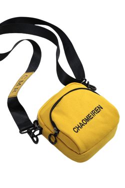 Summer 2025 Casual Hot Yellow Canvas Crossbody Phone Bag with Wide Shoulder Strap for Women