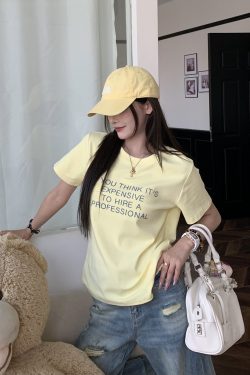 Summer 2025 Women’s Short Sleeve T-Shirt with Letter Embroidery, Loose Slim Fit, Casual Fashion Top for Everyday Wear