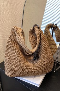 Summer 2025 Woven Tote Bag for Women - Large Capacity Seaside Vacation Shoulder Bag, Stylish Commuting Accessory
